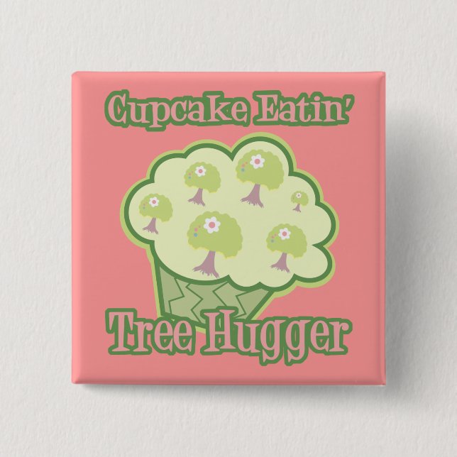 Bóton Quadrado 5.08cm Hugger da árvore de alimentação do cupcake (Frente)