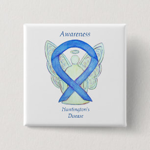 Bóton Quadrado 5.08cm Huntington's Disease Awareness Ribbon Angel Pin