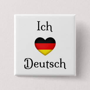 Bóton Quadrado 5.08cm "I Heart German" Assunto da Escola de Língua Favo