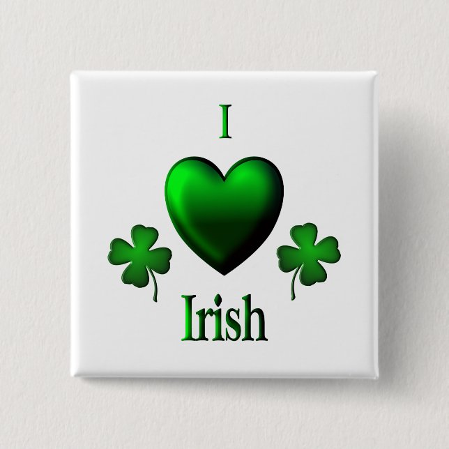 Bóton Quadrado 5.08cm I Heart Irish (Frente)