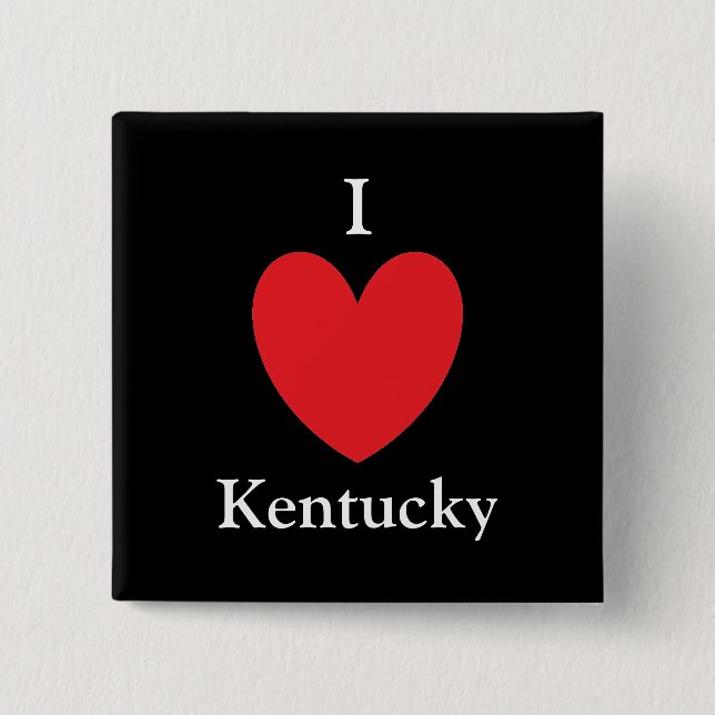 Bóton Quadrado 5.08cm I Heart Kentucky Button (Frente)