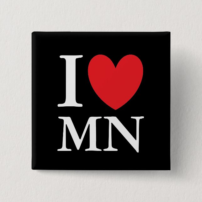 Bóton Quadrado 5.08cm I Heart Minnesota (Frente)