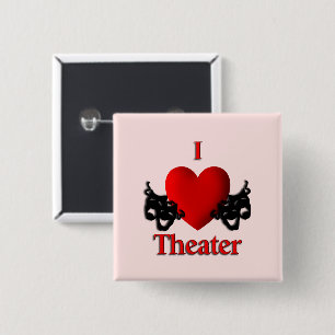 Bóton Quadrado 5.08cm I Heart Theater Pink