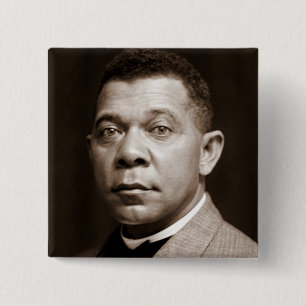Bóton Quadrado 5.08cm Ícone da História Negra: Booker T Washington, Retr