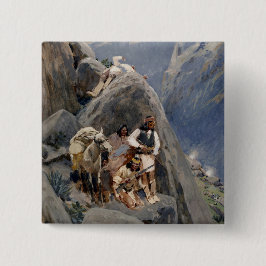 Bóton Quadrado 5.08cm Ícones Nativos Americanos: Guerreiros Apache, Cava