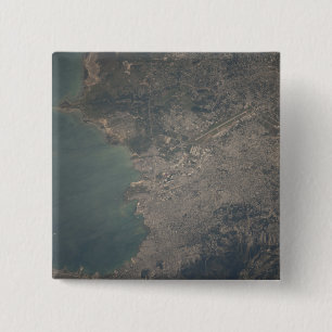 Bóton Quadrado 5.08cm Ideia aérea da área do Port-au-Prince de Haiti