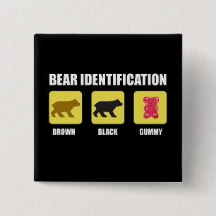 Bóton Quadrado 5.08cm Identificação de Urso Engraçado