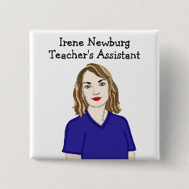 Bóton Quadrado 5.08cm Identificação Personalizada de Assistente de Profe