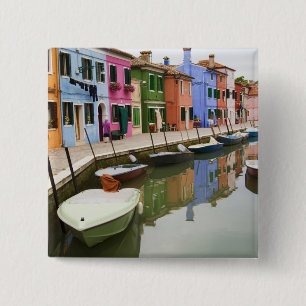 Bóton Quadrado 5.08cm Ilha de Burano, Burano, Itália. Colorido 4