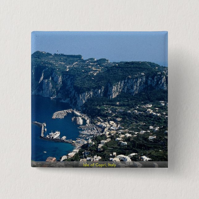 Bóton Quadrado 5.08cm Ilha de Capri, Italia (Frente)