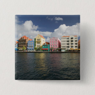 Bóton Quadrado 5.08cm Ilhas ABC, CURACAO, Willemstad: Frente Marítima