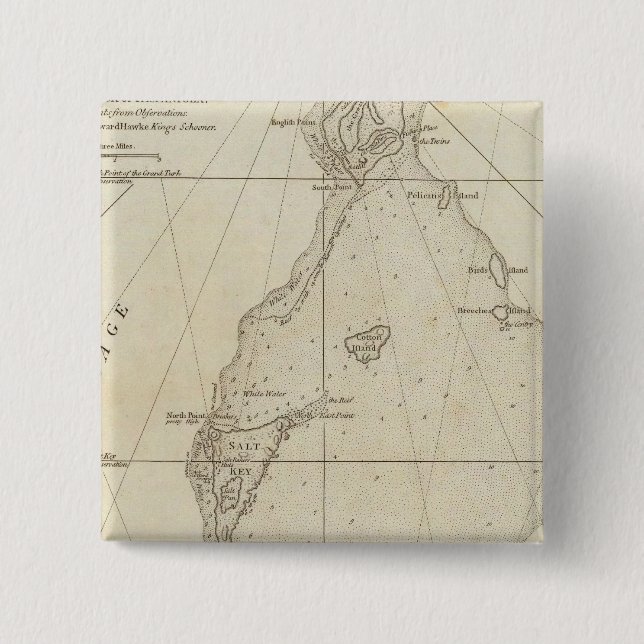 Bóton Quadrado 5.08cm Ilhas Turcas (Frente)