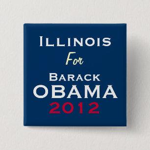 Bóton Quadrado 5.08cm ILLINOIS para o botão da campanha de OBAMA 2012