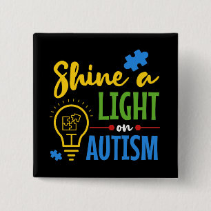 Bóton Quadrado 5.08cm Iluminar a Quebra-cabeça moderna do Autismo