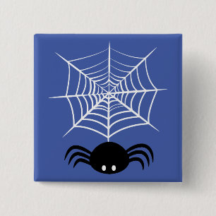 Bóton Quadrado 5.08cm Ilustração Assustadora de Aranha de Halloween