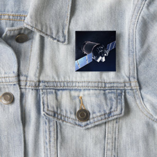 Bóton Quadrado 5.08cm Ilustração Da Nave Espacial Xl Do Dragão.