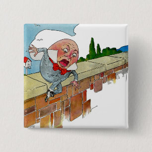 Bóton Quadrado 5.08cm Ilustração da rima de berçário de Humpty Dumpt