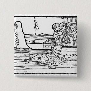 Bóton Quadrado 5.08cm Ilustração 'da viagem de St. Brendan