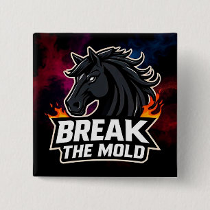 Bóton Quadrado 5.08cm Ilustração de Cavalo com Texto Motivacional