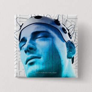 Bóton Quadrado 5.08cm Ilustração de um homem que veste um boné dos