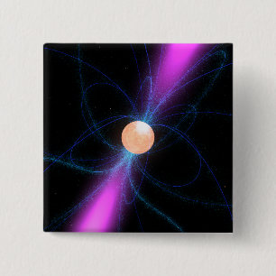 Bóton Quadrado 5.08cm Ilustração de um pulsar 2