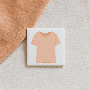 Bóton Quadrado 5.08cm Ilustração Minimalista de Peach Tee