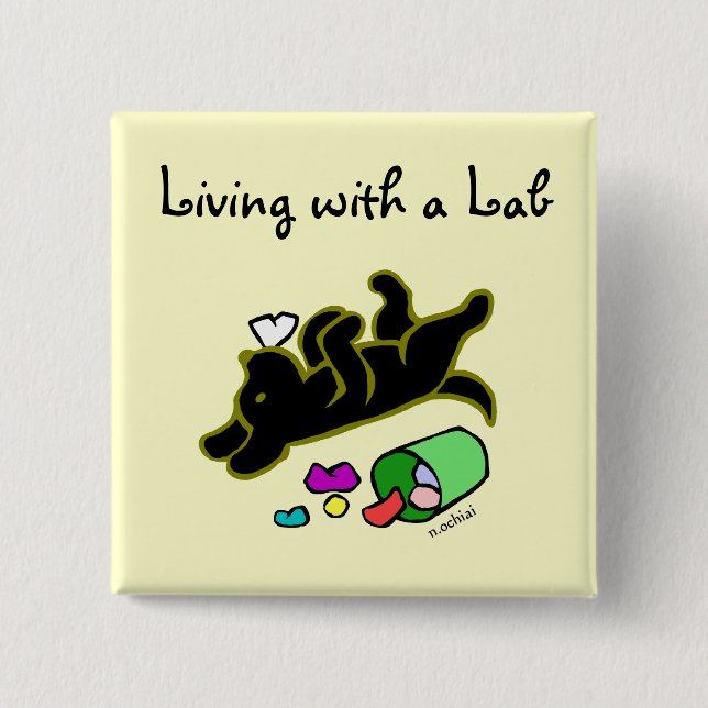 Bóton Quadrado 5.08cm Ilustração preta engraçada dos desenhos animados (Frente)