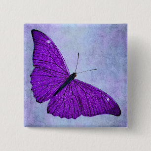 Bóton Quadrado 5.08cm Ilustração roxa escura da borboleta dos 1800s do