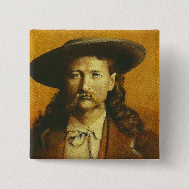 Bóton Quadrado 5.08cm Ilustração Wild Bill Hickok (Frente)