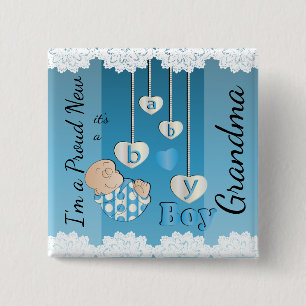 Bóton Quadrado 5.08cm I'm a Proud New Grandma - Baby Boy
