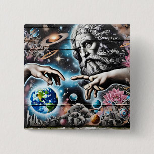 Bóton Quadrado 5.08cm image of god creating the universe