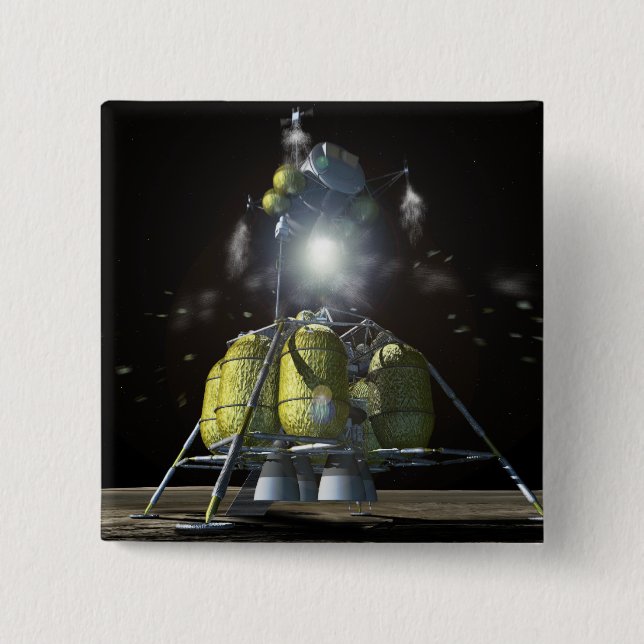 Bóton Quadrado 5.08cm Imagem artística de uma nova nave espacial para a  (Frente)