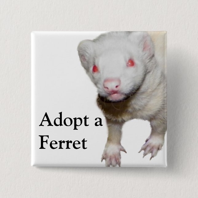 Bóton Quadrado 5.08cm Imagem de Albino Ferret (Frente)