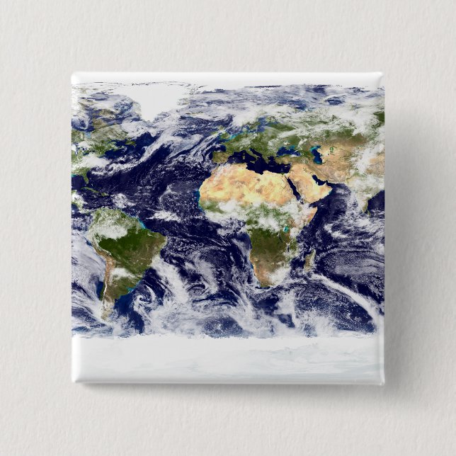 Bóton Quadrado 5.08cm Imagem de cor verdadeira de toda a Terra (Frente)