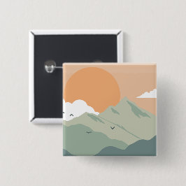 Bóton Quadrado 5.08cm Imagens Vintage da Paisagem de Montana