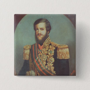 Bóton Quadrado 5.08cm Imperador de Pedro II de Brasil