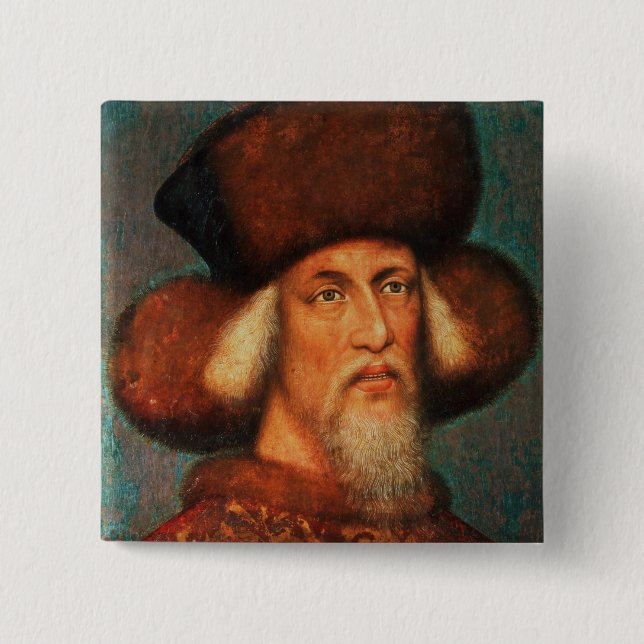 Bóton Quadrado 5.08cm Imperador Sigismund, 1433 (Frente)