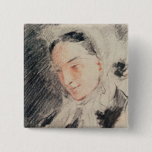 Bóton Quadrado 5.08cm Imperatriz Eugénie (giz preto & vermelho)