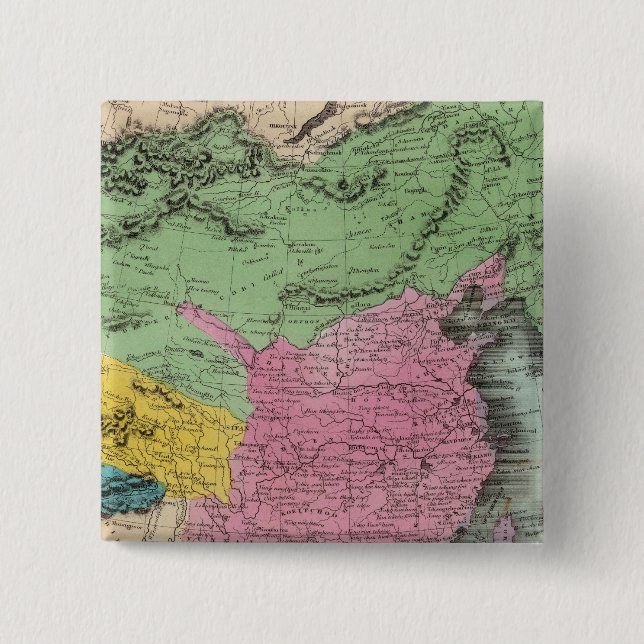 Bóton Quadrado 5.08cm Império Chinês E Japão (Frente)