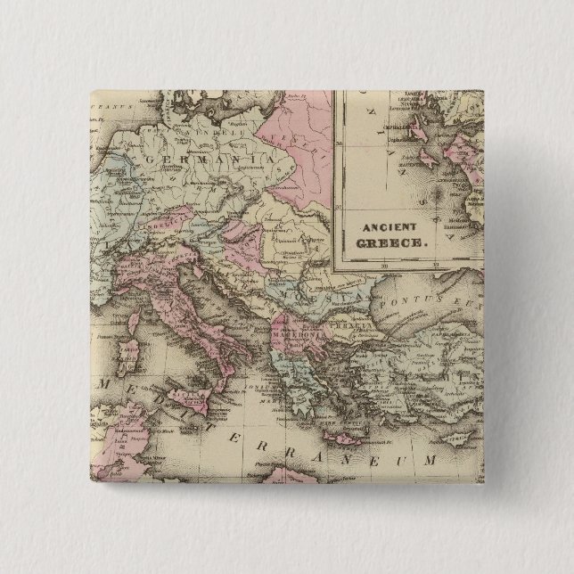 Bóton Quadrado 5.08cm Império Romano, Grécia (Frente)