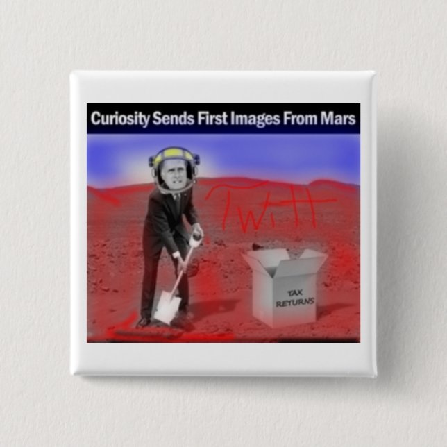 Bóton Quadrado 5.08cm Impostos dos hids de Romney em Marte, manchado (Frente)