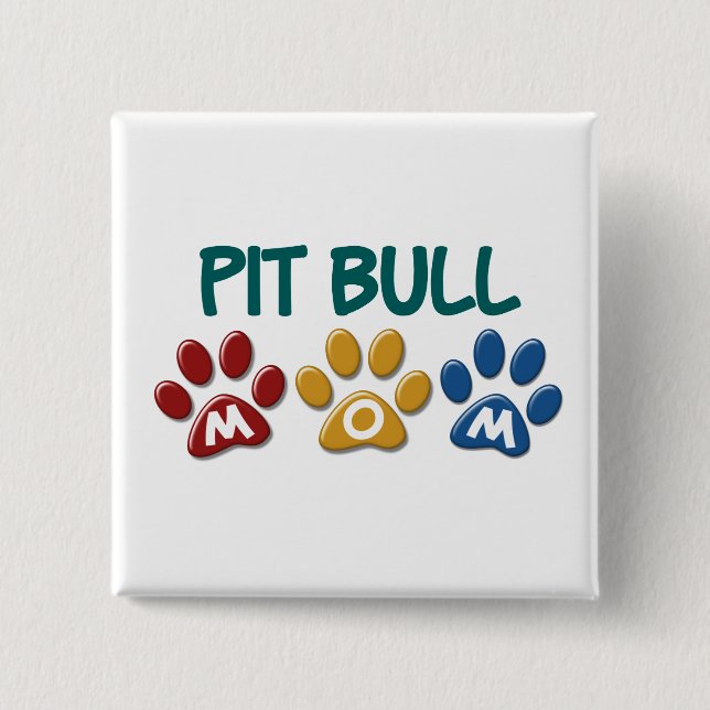 Bóton Quadrado 5.08cm Impressão 1 da pata da mamã de TERRIER de PITBULL (Frente)
