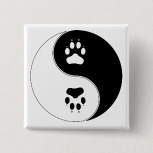 Bóton Quadrado 5.08cm Impressão da pata de Ying Yang