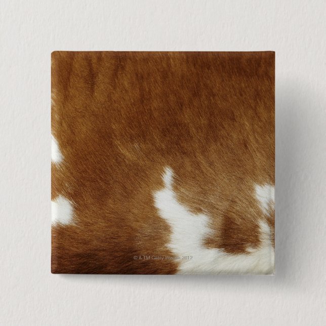 Bóton Quadrado 5.08cm Impressão de Cowhide Castanho (Frente)
