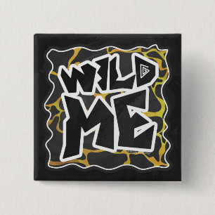 Bóton Quadrado 5.08cm Impressão de Girafa Preto e Amarelo