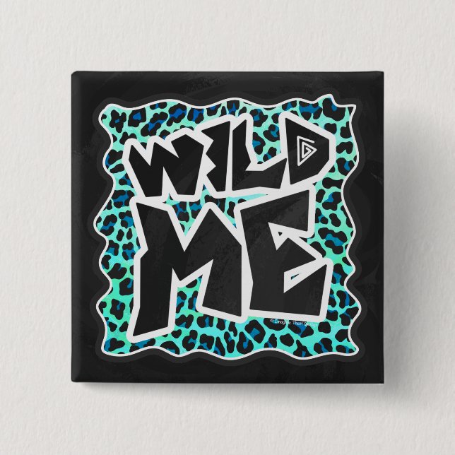 Bóton Quadrado 5.08cm Impressão de Leopardo Negro e Teal (Frente)