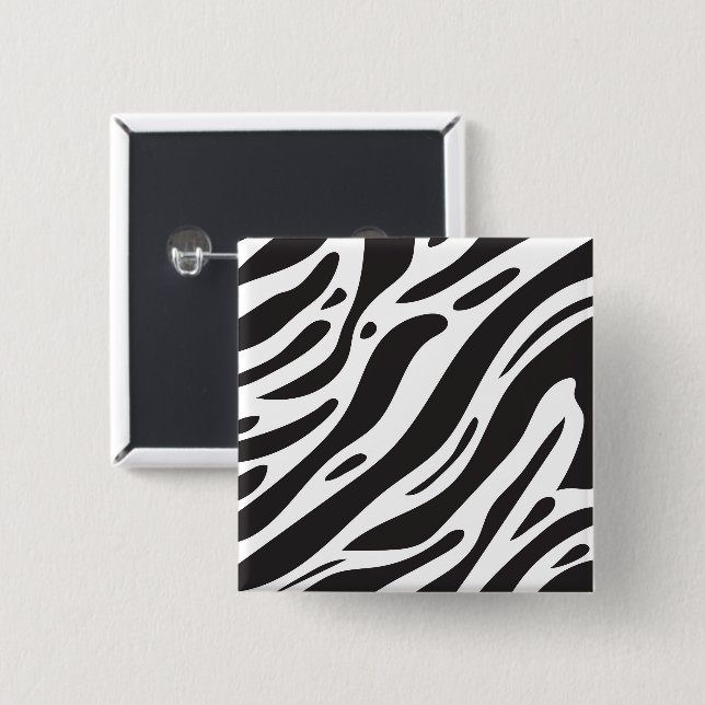 Bóton Quadrado 5.08cm Impressão de zebra (Frente & Verso)