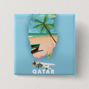 Bóton Quadrado 5.08cm Impressão ilustrado do Qatar