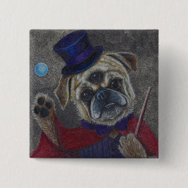 Bóton Quadrado 5.08cm Impressão mágico da arte da mostra do cão do Pug