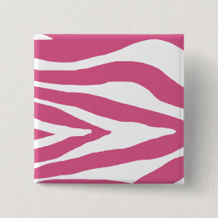 Bóton Quadrado 5.08cm Impressão Zebra Rosa